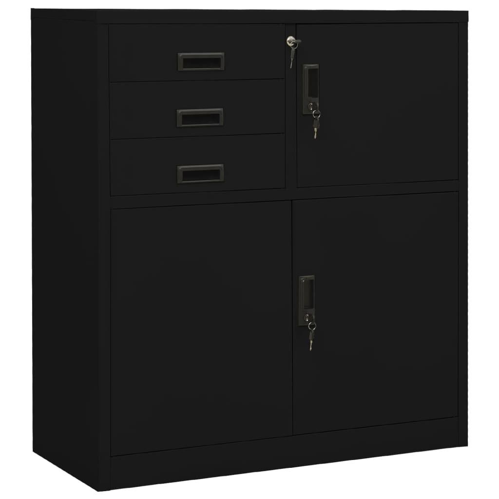 Kontorskab 90x40x102 cm stål sort