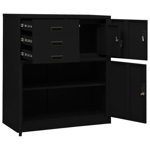 Kontorskab 90x40x102 cm stål sort