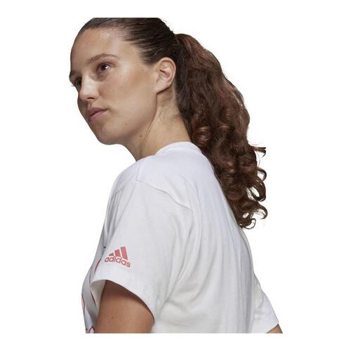 Kortærmet T-shirt til Kvinder Adidas Giant Logo Hvid M