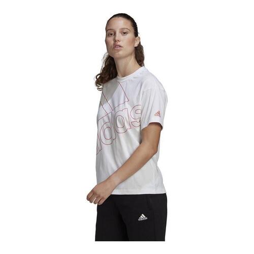 Kortærmet T-shirt til Kvinder Adidas Giant Logo Hvid M