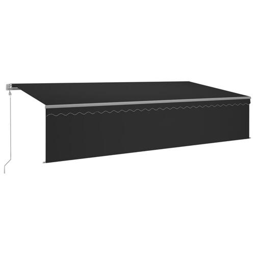 Markise m. rullegardin+LED+vindsensor 6x3 m auto antracitgrå