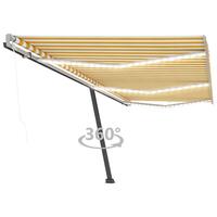 Markise m. LED + vindsensor 600x300 cm automatisk gul/hvid