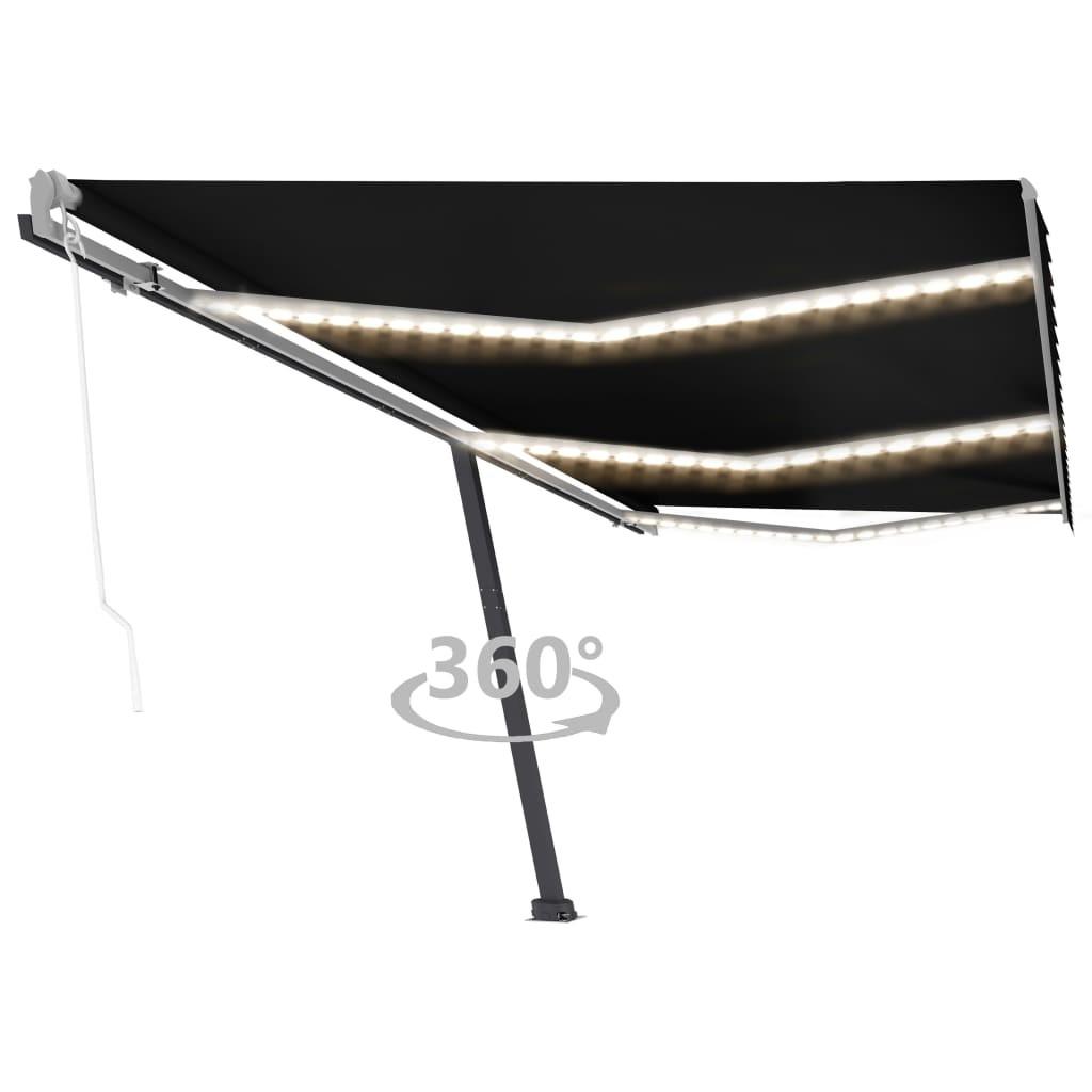 Markise m. LED + vindsensor 600x300 cm automatisk antracit