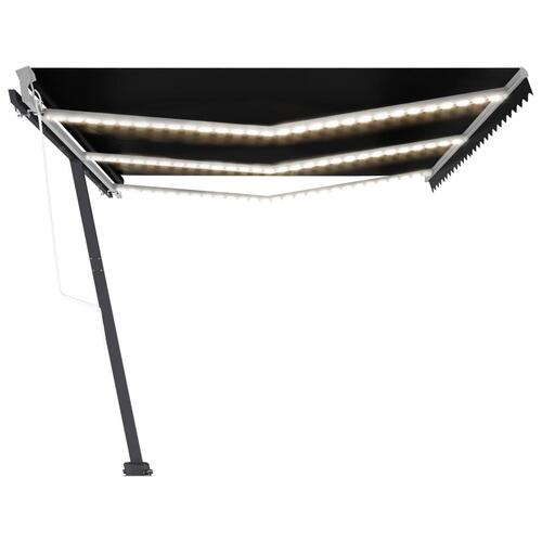 Markise m. LED + vindsensor 600x300 cm automatisk antracit
