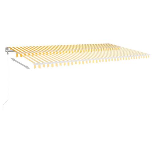 Markise m. LED + vindsensor 6x3 m automatisk gul og hvid