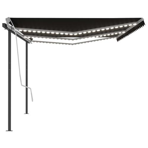 Markise m. LED + vindsensor 6x3 m automatisk antracitgrå