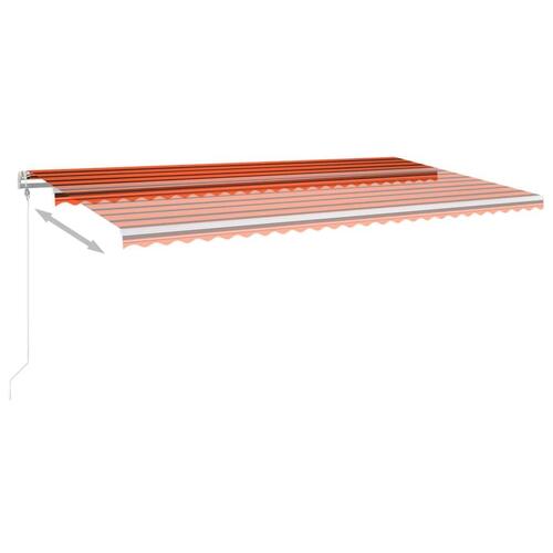 Markise m. LED + vindsensor 6x3 m automatisk orange og brun