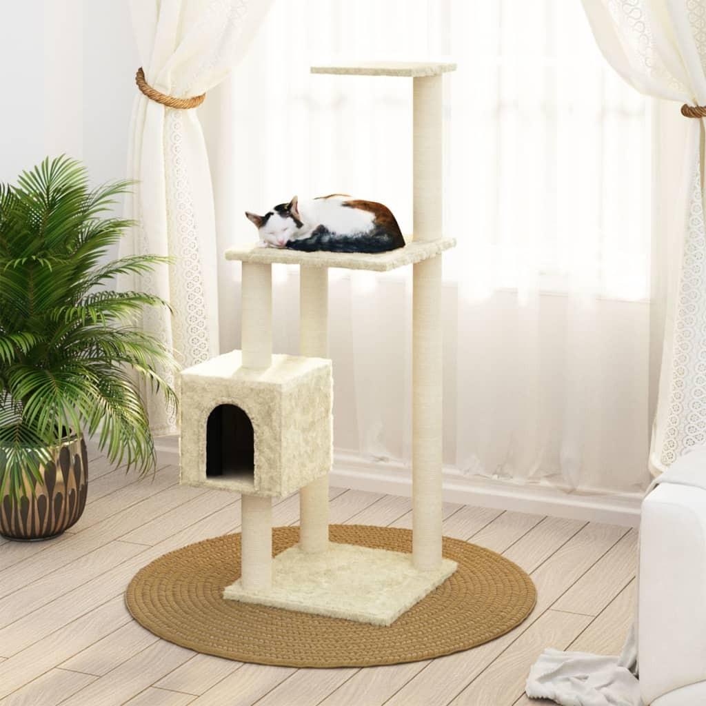 Kradsetræ med sisalkradsestolper 104 cm cremefarvet