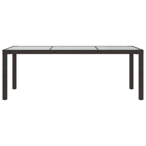 Havebord 190x90x75 cm hærdet glas og polyrattan brun