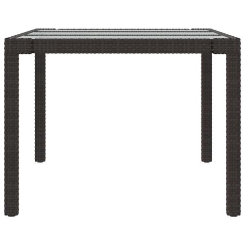 Havebord 190x90x75 cm hærdet glas og polyrattan brun