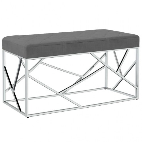 Bænk 97 cm fløjl og rustfrit stål mørkegrå