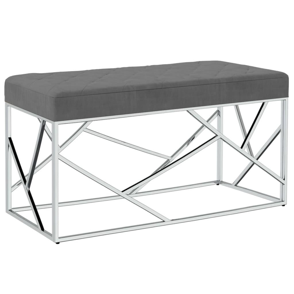 Bænk 97 cm fløjl og rustfrit stål mørkegrå