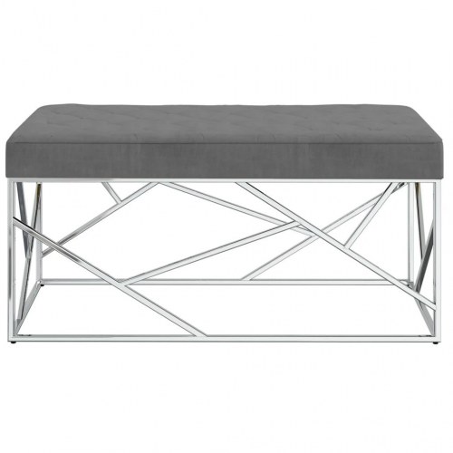 Bænk 97 cm fløjl og rustfrit stål mørkegrå