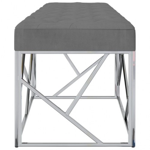 Bænk 97 cm fløjl og rustfrit stål mørkegrå