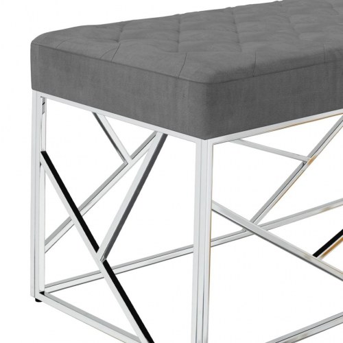 Bænk 97 cm fløjl og rustfrit stål mørkegrå