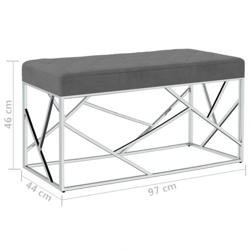 Bænk 97 cm fløjl og rustfrit stål mørkegrå