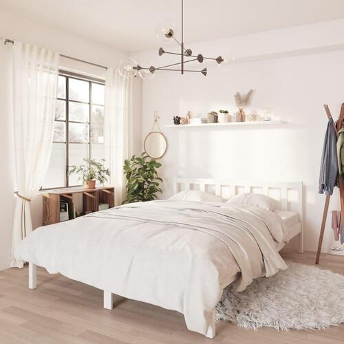 Sengestel 135x190 cm Double massivt fyrretræ hvid