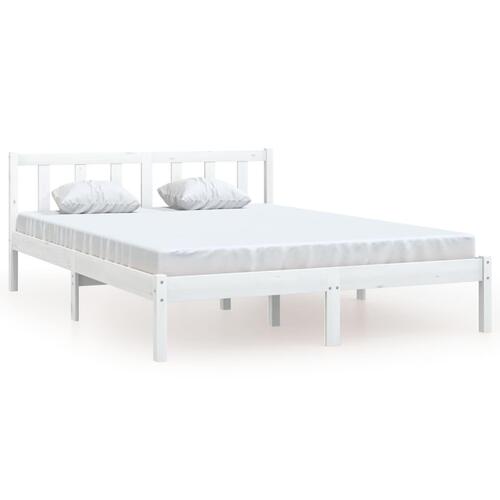 Sengestel 135x190 cm Double massivt fyrretræ hvid