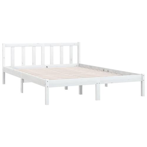 Sengestel 135x190 cm Double massivt fyrretræ hvid