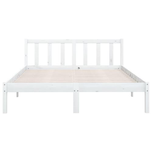 Sengestel 135x190 cm Double massivt fyrretræ hvid