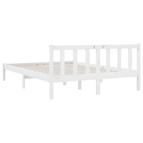 Sengestel 135x190 cm Double massivt fyrretræ hvid