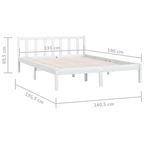 Sengestel 135x190 cm Double massivt fyrretræ hvid