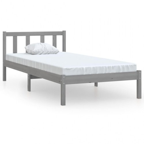Sengestel 90x200 cm massivt fyrretræ grå