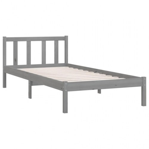 Sengestel 90x200 cm massivt fyrretræ grå