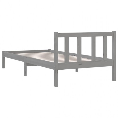 Sengestel 90x200 cm massivt fyrretræ grå