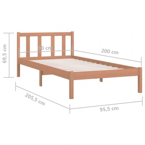 Sengestel 90x200 cm massivt fyrretræ gyldenbrun