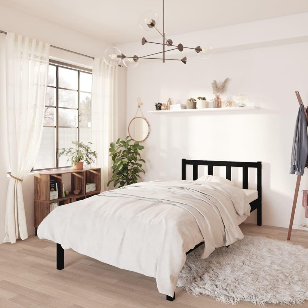 Sengestel 90x200 cm massivt fyrretræ sort
