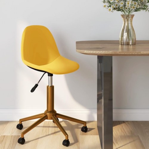 Drejelig kontorstol fløjl sennepsgul