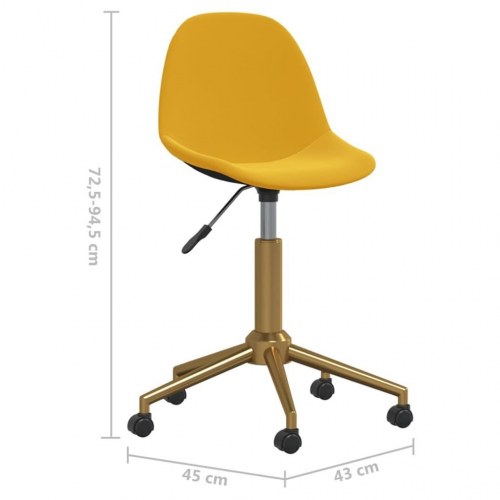 Drejelig kontorstol fløjl sennepsgul