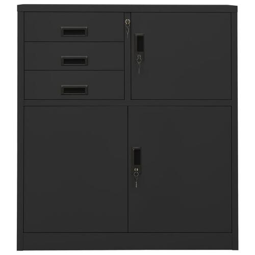 Kontorskab 90x40x102 cm stål antracitgrå