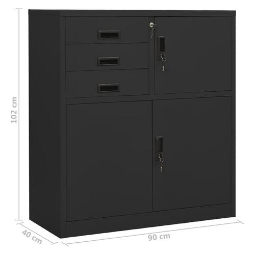 Kontorskab 90x40x102 cm stål antracitgrå