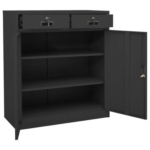 Kontorskab 90x40x102 cm stål antracitgrå