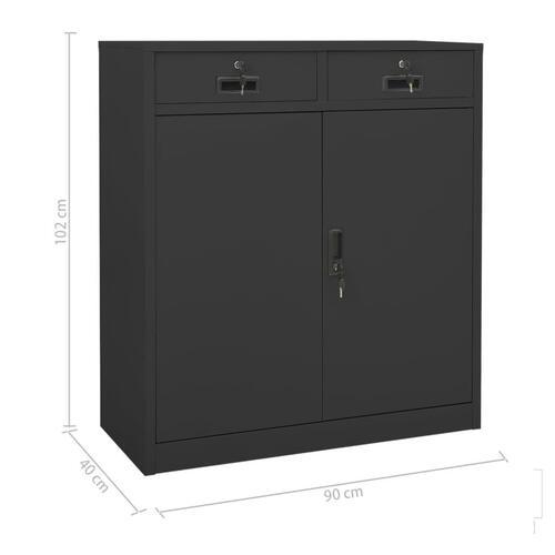 Kontorskab 90x40x102 cm stål antracitgrå