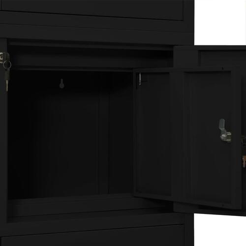 Kontorskab 90x40x180 cm stål sort