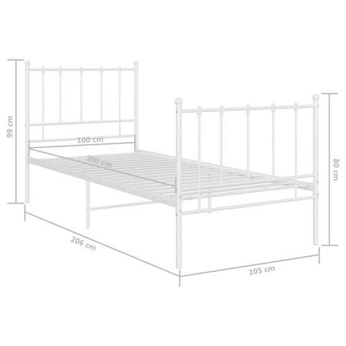 Sengestel 100x200 cm metal hvid