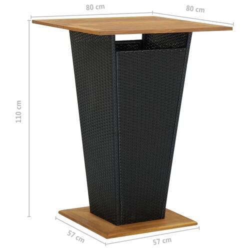 Barsæt til haven 3 dele med hynder polyrattan sort