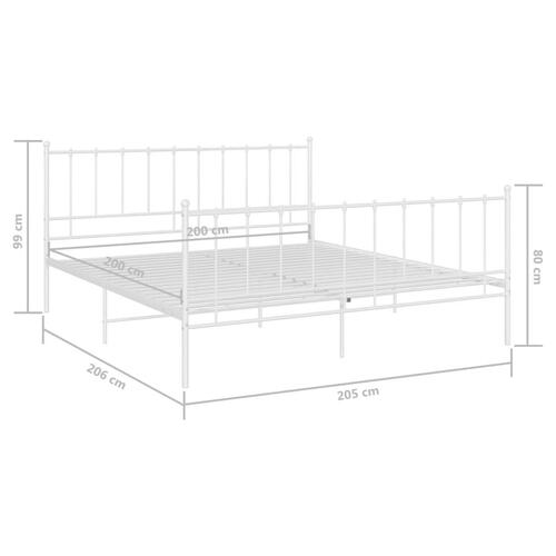 Sengestel 200x200 cm metal hvid