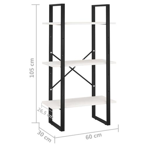 Opbevaringsreol 60x30x105 cm massivt fyrretræ hvid