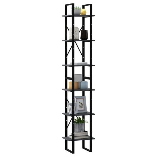 Reol 40x30x210 cm massivt fyrretræ grå