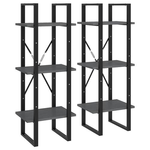 Reol 40x30x210 cm massivt fyrretræ grå