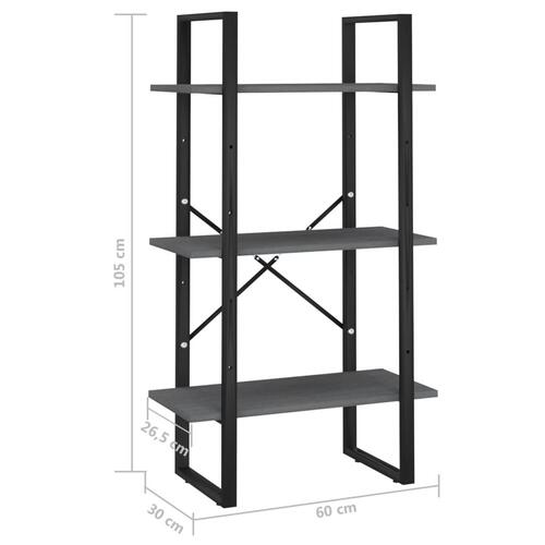 Opbevaringsreol 60x30x105 cm massivt fyrretræ grå