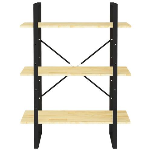Bogreol 80x30x105 cm 3 hylder massivt fyrretræ