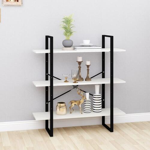 Bogreol med 3 hylder 100x30x105 cm massivt fyrretræ hvid