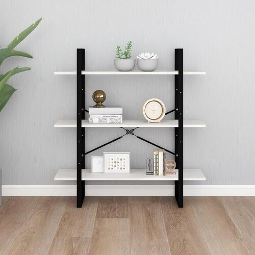 Bogreol med 3 hylder 100x30x105 cm massivt fyrretræ hvid