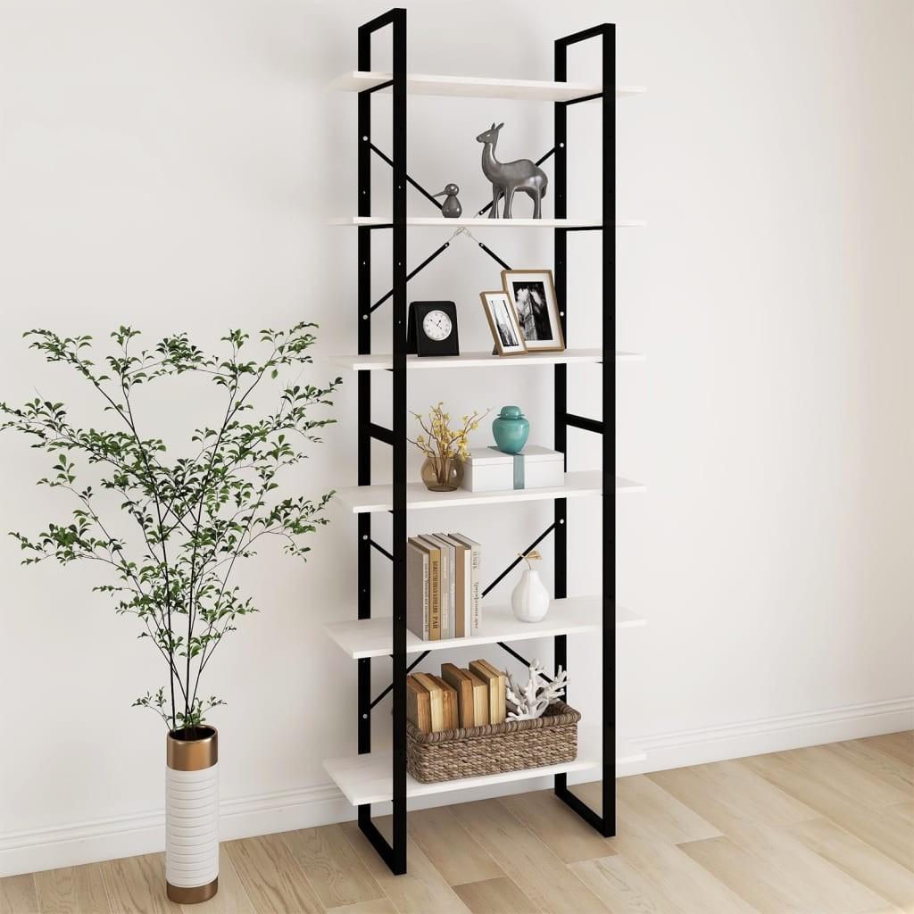 Reol 80x30x210 cm massivt fyrretræ hvid