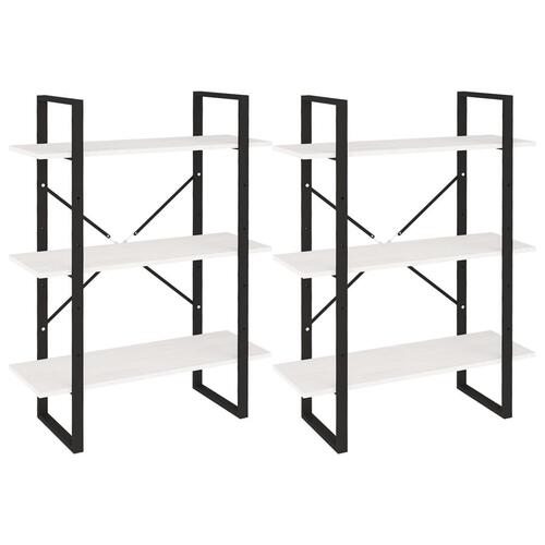 Reol 80x30x210 cm massivt fyrretræ hvid